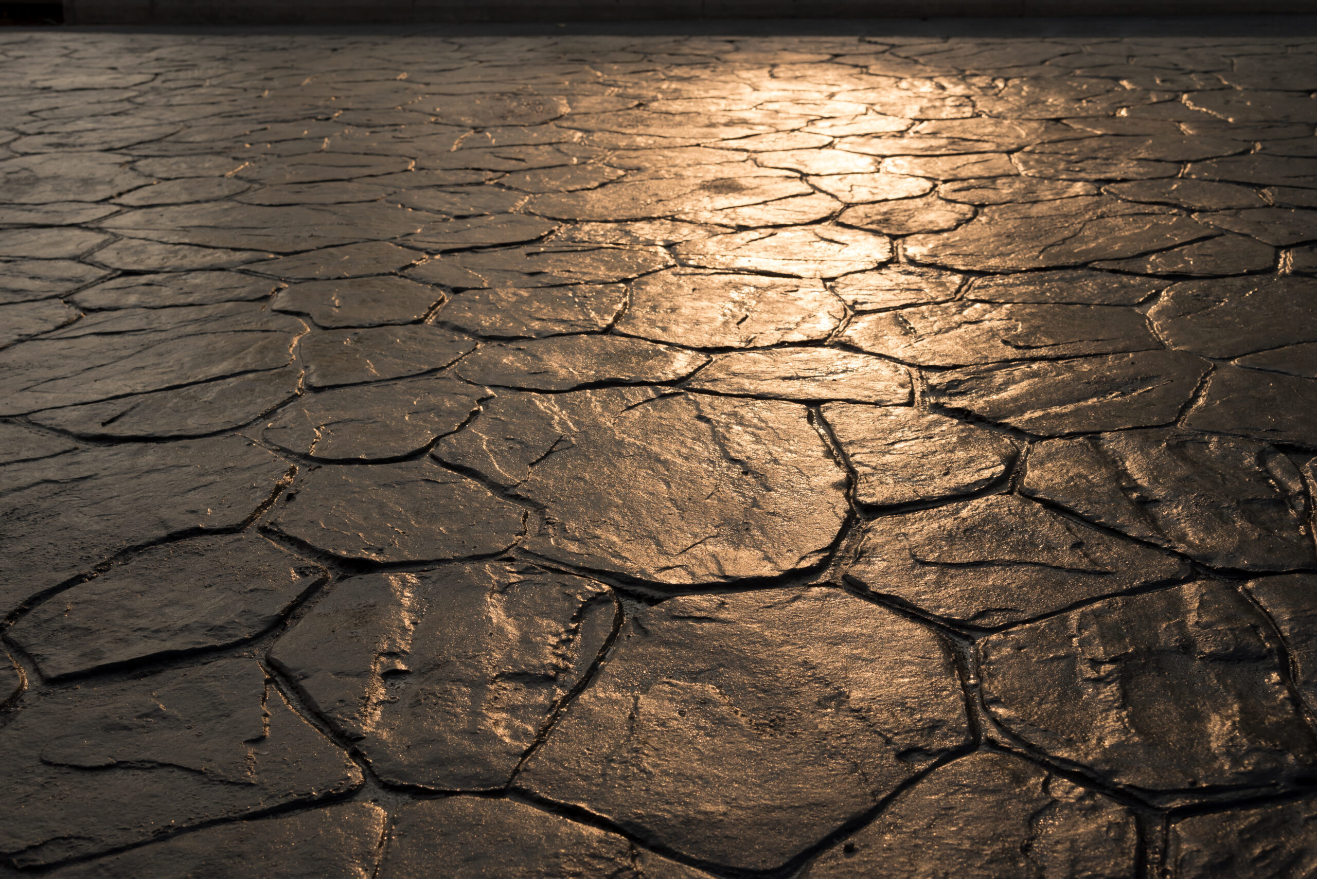 Stamped concrete driveway.